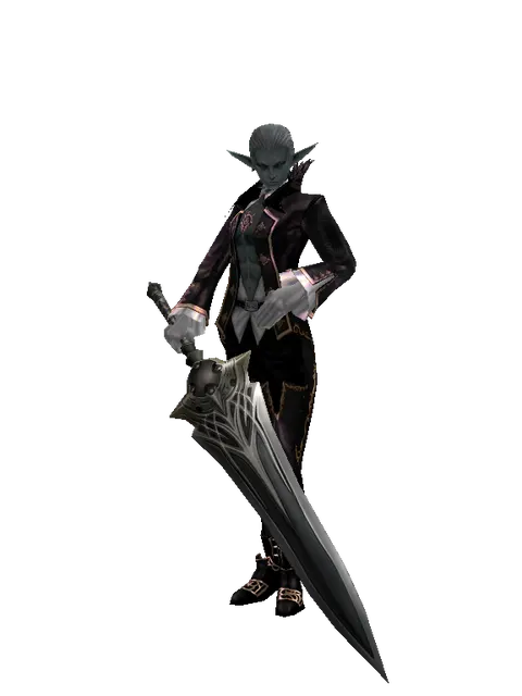 Guardian Sword on a male Dark Elf, front view