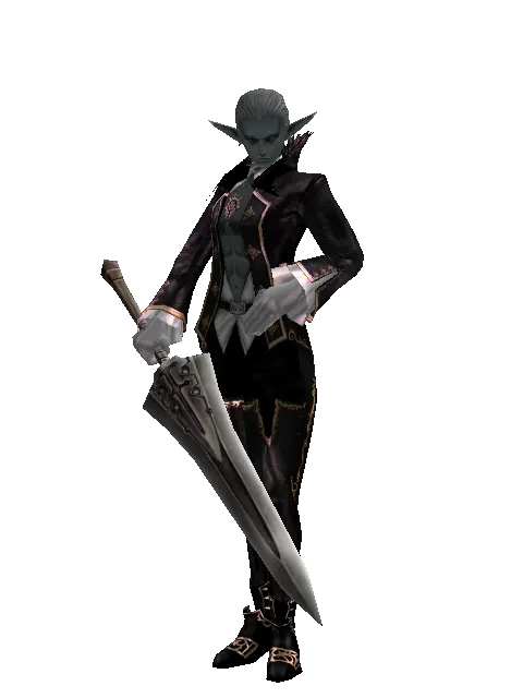 Heavy Sword on a male Dark Elf, front view