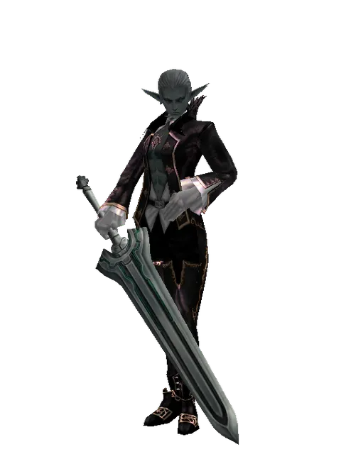 Titan Sword on a male Dark Elf, front view