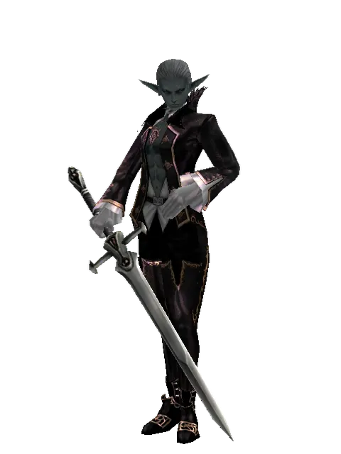Two-Handed Sword on a male Dark Elf, front view