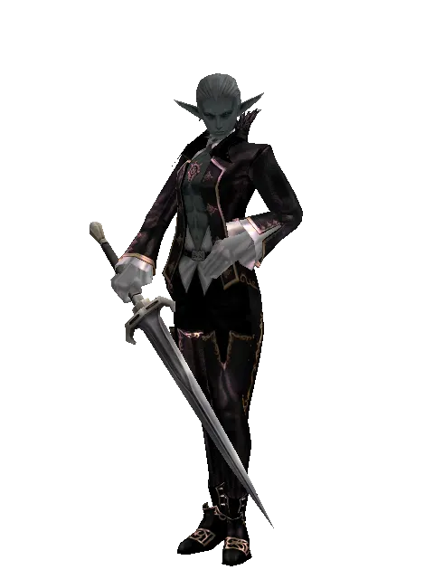Zweihander on a male Dark Elf, front view