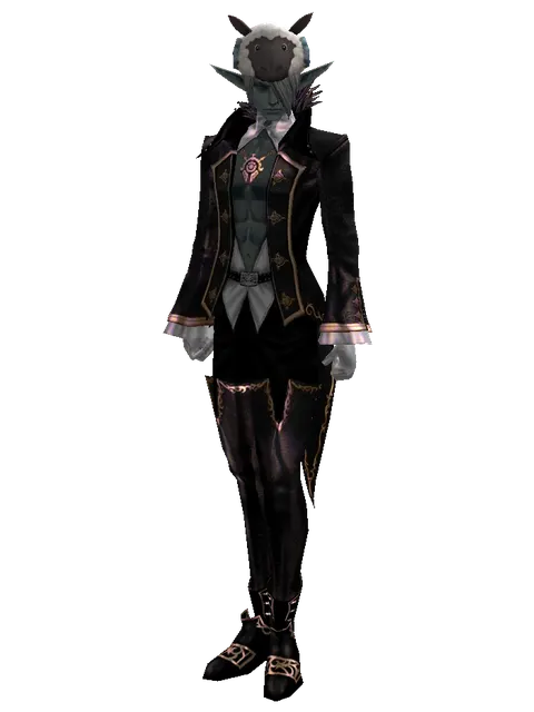 Black Sheep Hat on a male Dark Elf, front view