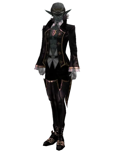 Dragonfly Goggles (?) on a male Dark Elf, front view