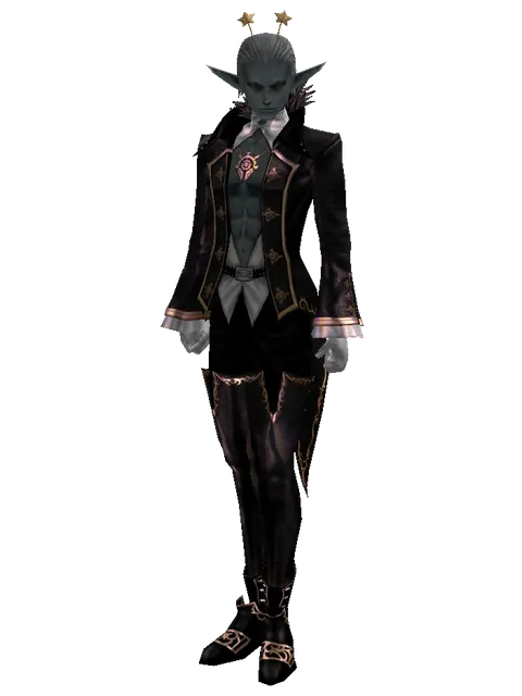 Fairy Antennae on a male Dark Elf, front view