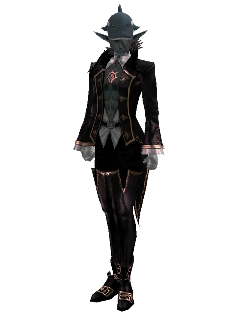 Fish Hat on a male Dark Elf, front view