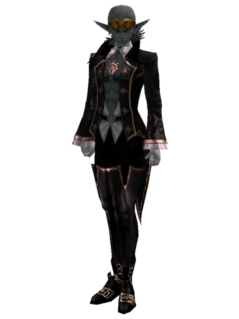Golden Festival Mask on a male Dark Elf, front view