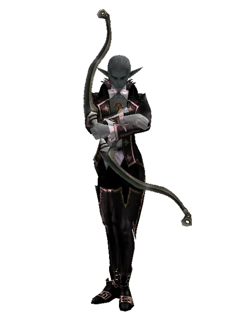 Composite Bow on a male Dark Elf, front view