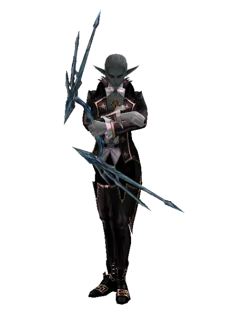 Crystallized Ice Bow on a male Dark Elf, front view