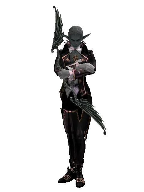 Elven Bow on a male Dark Elf, front view