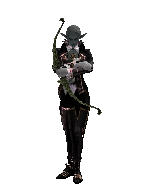 Hunting Bow on a male Dark Elf, front view