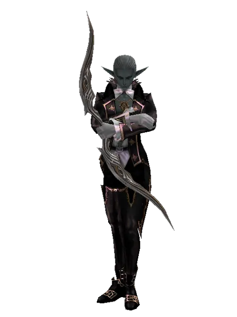 Long Bow on a male Dark Elf, front view