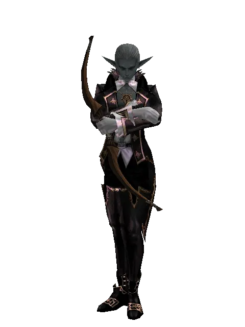Neti's Bow on a male Dark Elf, front view