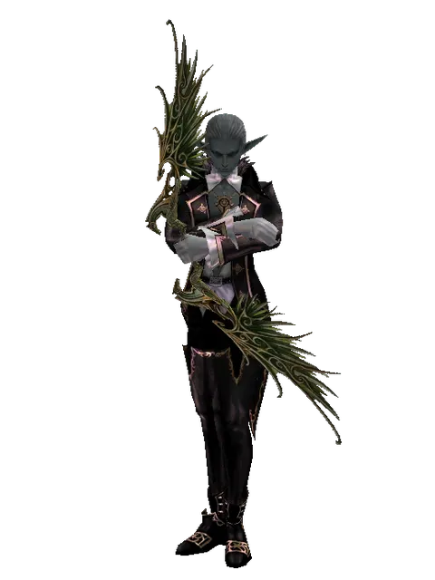 Noble Elven Bow on a male Dark Elf, front view