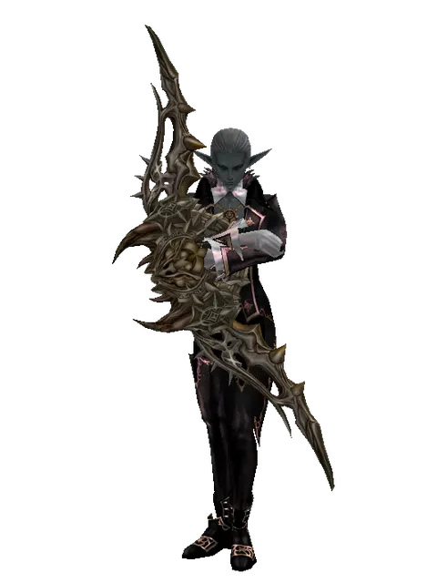 Shyeed's Bow on a male Dark Elf, front view