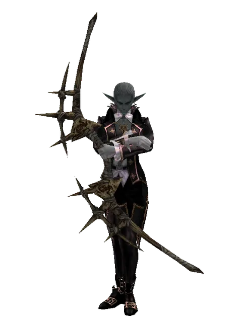 Strengthened Long Bow on a male Dark Elf, front view