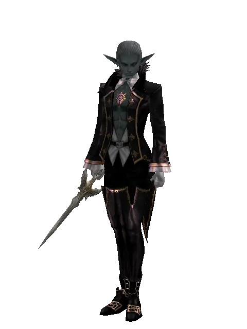 Angel Slayer on a male Dark Elf, front view
