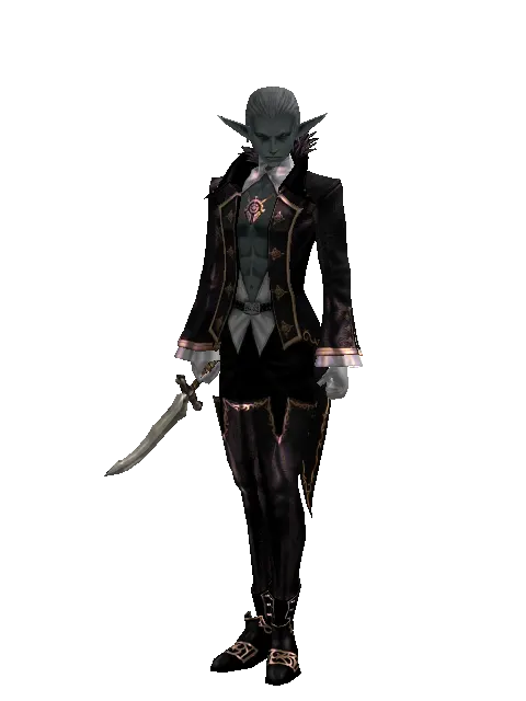 Apprentice Adventurer's Knife on a male Dark Elf, front view
