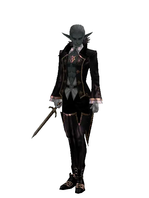 Bone Dagger on a male Dark Elf, front view