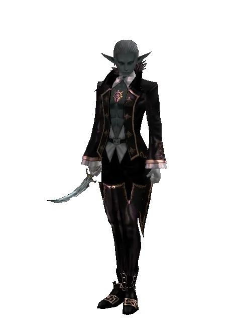 Crystal Dagger on a male Dark Elf, front view