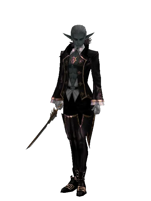 Cursed Dagger on a male Dark Elf, front view