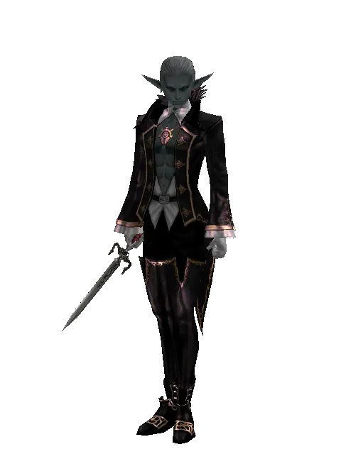 Dagger of Mana on a male Dark Elf, front view
