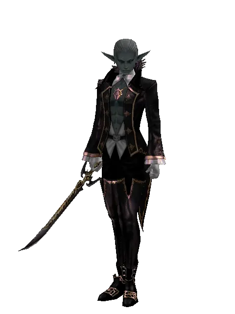 Dark Elven Dagger on a male Dark Elf, front view