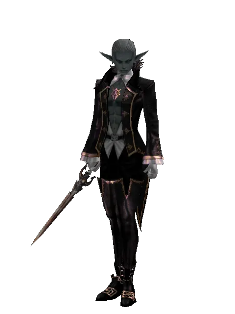 Demon Dagger on a male Dark Elf, front view