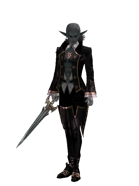 Dynasty Knife on a male Dark Elf, front view