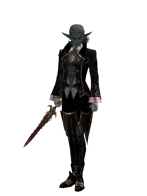 Hell Knife on a male Dark Elf, front view