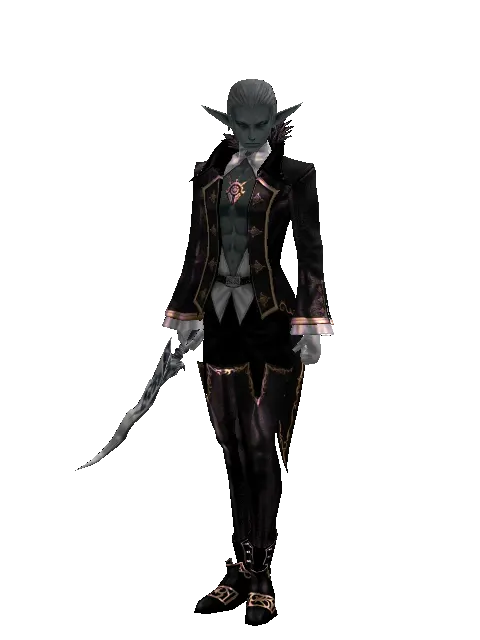 Kris on a male Dark Elf, front view