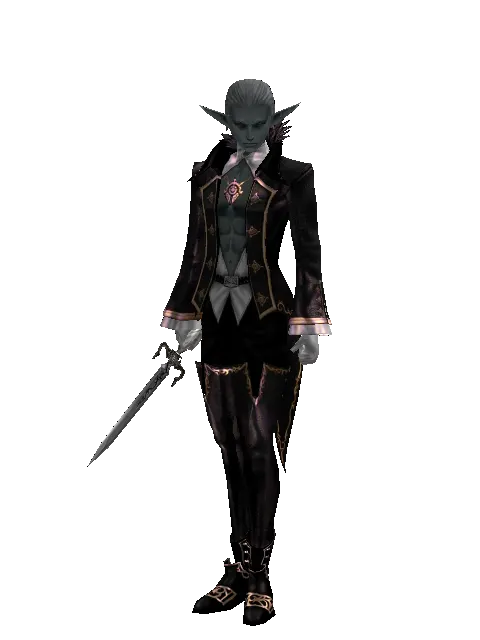 Mithril Dagger on a male Dark Elf, front view