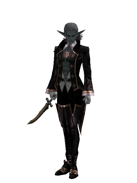 Neti's Dagger on a male Dark Elf, front view