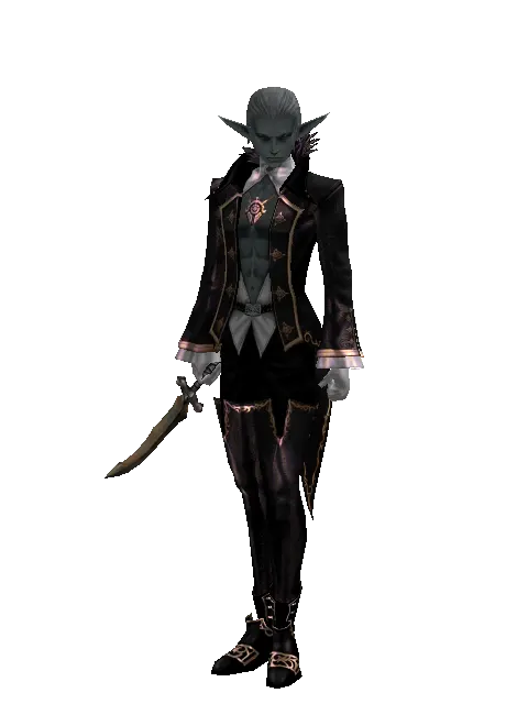 Pipette Knife on a male Dark Elf, front view