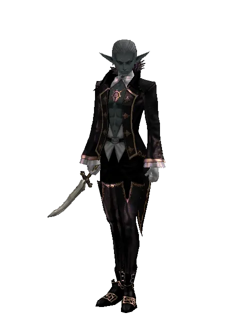 Shining Knife on a male Dark Elf, front view