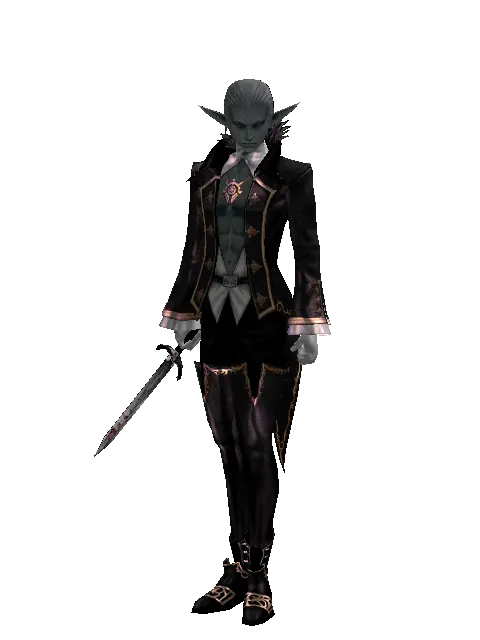 Skeleton Dagger on a male Dark Elf, front view