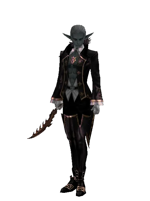 Soulfire Dirk on a male Dark Elf, front view