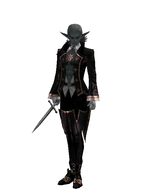 Traveler's Poniard Dagger on a male Dark Elf, front view
