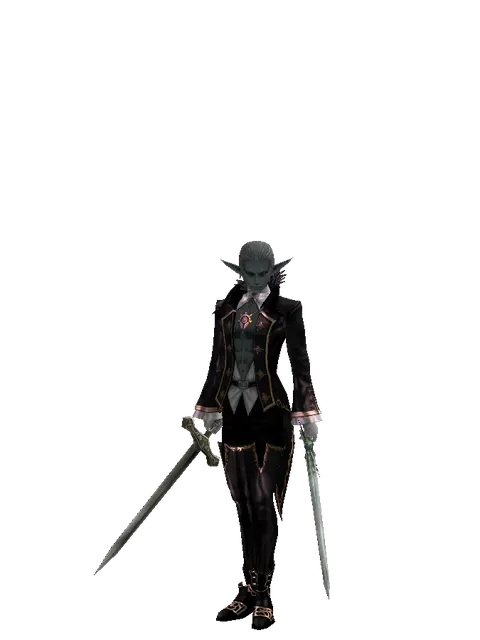 Artisan's Sword*Elven Long Sword on a male Dark Elf, front view