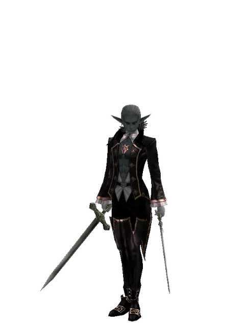Artisan's Sword*Elven Sword on a male Dark Elf, front view