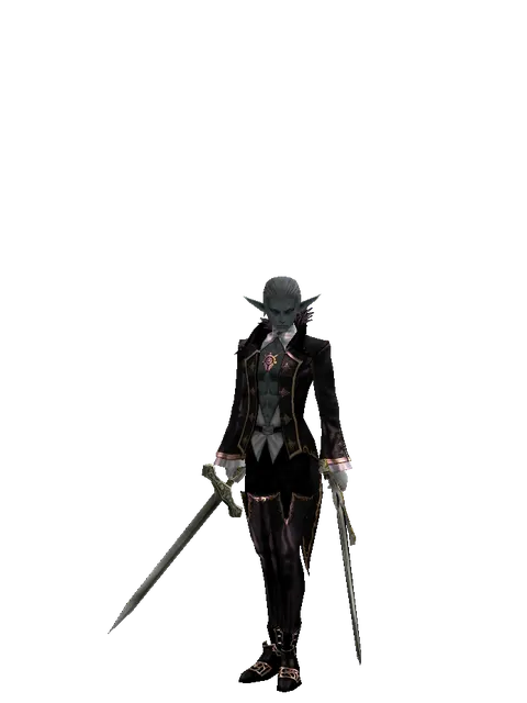 Artisan's Sword*Knight's Sword on a male Dark Elf, front view