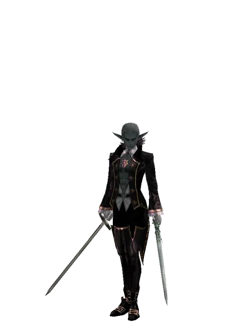 Bastard Sword*Elven Long Sword on a male Dark Elf, front view