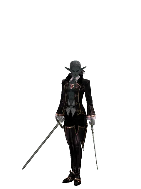 Bastard Sword*Elven Sword on a male Dark Elf, front view