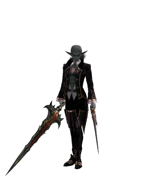 Blood Sword Akamanah on a male Dark Elf, front view