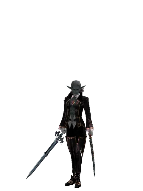 Caliburs*Samurai Long Sword on a male Dark Elf, front view