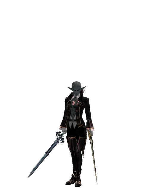 Caliburs*Sword of Delusion on a male Dark Elf, front view