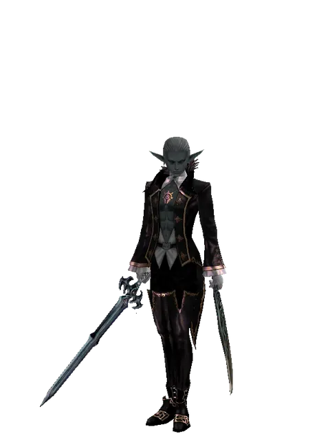 Caliburs*Sword of Limit on a male Dark Elf, front view