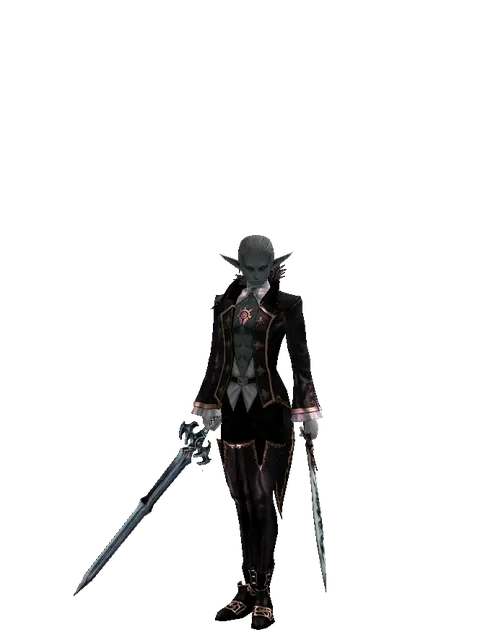 Caliburs*Tsurugi on a male Dark Elf, front view