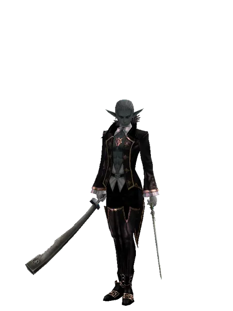 Crimson Sword*Elven Sword on a male Dark Elf, front view
