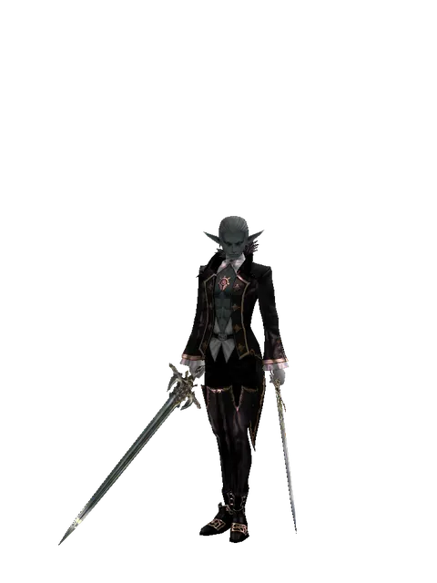Dynasty Dual Sword on a male Dark Elf, front view
