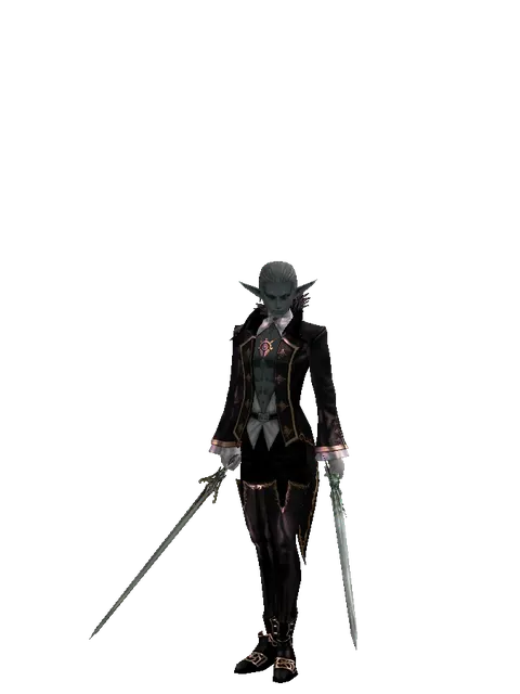 Elven Sword*Elven Long Sword on a male Dark Elf, front view
